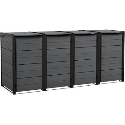 Keter Mülltonnenbox Hide Away 960 Liter, flexibel erweiterbar Stahlrahmen mit Gasdruckfedern Anthrazit naturgetreue Holzoptik wetterfest & wartungsfrei belüftet Keter Mülltonnenbox Hide Away 960 Liter, flexibel erweiterbar Stahlrahmen mit Gasdruckfedern Anthrazit naturgetreue Holzoptik wetterfest & wartungsfrei belüftet
