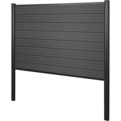 Mendler WPC-Sichtschutz Sarthe Basiselement 190cm anthrazit Zaun Windschutz, Alu-Pfosten zum Einbetonieren Mendler WPC-Sichtschutz Sarthe Basiselement 190cm anthrazit Zaun Windschutz, Alu-Pfosten zum Einbetonieren