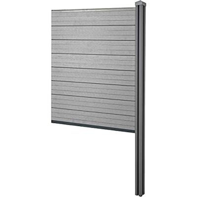 Mendler WPC-Sichtschutz Sarthe-AM Erweiterungselement schmal 98cm grau Zaun Windschutz, WPC-Pfosten zum Einbetonieren Mendler WPC-Sichtschutz Sarthe-AM Erweiterungselement schmal 98cm grau Zaun Windschutz, WPC-Pfosten zum Einbetonieren