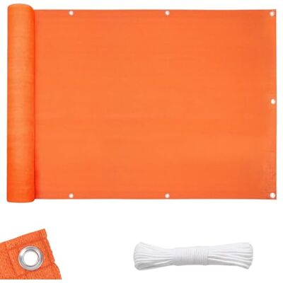 Floordirekt Balkon Sichtschutz ohne Bohren wetterfeste Balkonverkleidung Inkl. Befestigungsschnur, robuste Balkonabdeckung, Balkonbespannung 90x500cm (Orange) Floordirekt Balkon Sichtschutz ohne Bohren wetterfeste Balkonverkleidung Inkl. Befestigungsschnur, robuste Balkonabdeckung, Balkonbespannung 90x500cm (Orange)