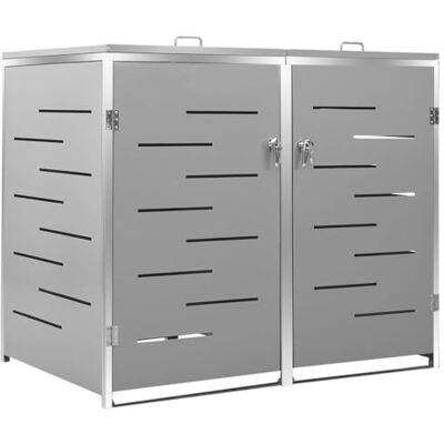 vidaXL Mülltonnenbox für 2 Tonnen Abschließbar Rostfrei Müllbox Mülltonne Mülltonnenverkleidung Müllcontainer Gartenbox 138x77,5x115,5cm Edelstahl vidaXL Mülltonnenbox für 2 Tonnen Abschließbar Rostfrei Müllbox Mülltonne Mülltonnenverkleidung Müllcontainer Gartenbox 138x77,5x115,5cm Edelstahl
