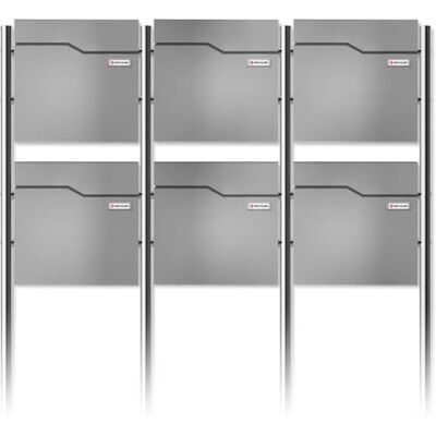 Metzler Standbriefkasten für 6 Parteien in RAL 9007 Graualuminium – Briefkasten freistehend 6er für Mehrfamilienhaus mit Zeitungsfach, Edelstahl Standfüße und austauschbarem Namensschild Metzler Standbriefkasten für 6 Parteien in RAL 9007 Graualuminium – Briefkasten freistehend 6er für Mehrfamilienhaus mit Zeitungsfach, Edelstahl Standfüße und austauschbarem Namensschild