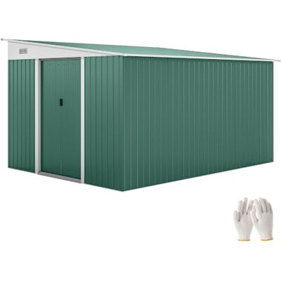 Outsunny Metall Gerätehaus 19,4m³ 280x345x201cm mit Schiebetür Grün Gartenhaus mit Pultdach, Wetterfest, Geräteschuppen, Outdoor Schrank, für Außenbereich, Hinterhof, Garten Outsunny Metall Gerätehaus 19,4m³ 280x345x201cm mit Schiebetür Grün Gartenhaus mit Pultdach, Wetterfest, Geräteschuppen, Outdoor Schrank, für Außenbereich, Hinterhof, Garten