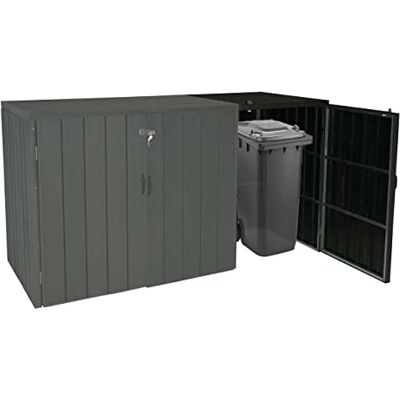 Mendler 1er WPC-Mülltonnenverkleidung Erweiterung HWC-J28 anthrazit Premium, Mülltonnenbox, Metall, Holzoptik Mendler 1er WPC-Mülltonnenverkleidung Erweiterung HWC-J28 anthrazit Premium, Mülltonnenbox, Metall, Holzoptik