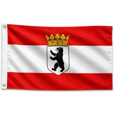 trends4cents Flagge Bundesland Berlin mit Krone 250 x 150 cm – Premium Hissflagge mit 3 Metallösen – Wetterfest, UV-beständig & doppelt vernäht – 100% Polyester – Fahne für Fahnenmast, Garten & Events trends4cents Flagge Bundesland Berlin mit Krone 250 x 150 cm – Premium Hissflagge mit 3 Metallösen – Wetterfest, UV-beständig & doppelt vernäht – 100% Polyester – Fahne für Fahnenmast, Garten & Events