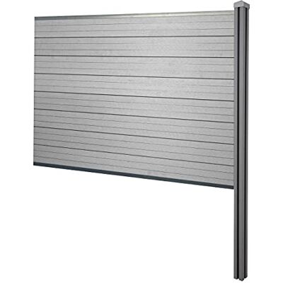 Mendler WPC-Sichtschutz Sarthe-AM Erweiterungselement 188cm grau Zaun Windschutz, WPC-Pfosten zum Einbetonieren Mendler WPC-Sichtschutz Sarthe-AM Erweiterungselement 188cm grau Zaun Windschutz, WPC-Pfosten zum Einbetonieren