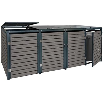 Mendler 4er Mülltonnenverkleidung HWC-K14 119x264x84cm anthrazit Mülltonnenbox, Mülltonnenabdeckung, WPC, Metall, 130kg Mendler 4er Mülltonnenverkleidung HWC-K14 119x264x84cm anthrazit Mülltonnenbox, Mülltonnenabdeckung, WPC, Metall, 130kg