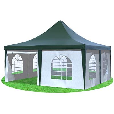 Stabilezelte Gartenpavillon 5x5m mit Seitenteilen Arabica Pagodenzelt PVC GRÜN Weiss Stabilezelte Gartenpavillon 5x5m mit Seitenteilen Arabica Pagodenzelt PVC GRÜN Weiss