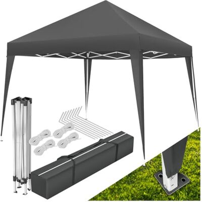 tectake ® Pavillon 3x3, Gartenpavillon 3x3, wasserabweisend, höhenverstellbarer Faltpavillon mit Pop Up Klicksystem, Partyzelt für Garten, Festival, Camping, mit Spannseile, Heringe und Tasche grau tectake ® Pavillon 3x3, Gartenpavillon 3x3, wasserabweisend, höhenverstellbarer Faltpavillon mit Pop Up Klicksystem, Partyzelt für Garten, Festival, Camping, mit Spannseile, Heringe und Tasche grau