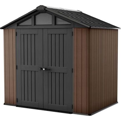 Keter Stronghold 8x6 Gartenhaus, geräumig & robust, EVOTECH™-Material, stahlverstärkt, Braun, Maße: 252 x 175 x 241 cm Keter Stronghold 8x6 Gartenhaus, geräumig & robust, EVOTECH™-Material, stahlverstärkt, Braun, Maße: 252 x 175 x 241 cm