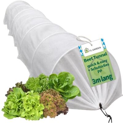TTL GARDEN Quick&Easy 300x45x30cm Vliestunnel mit Vlies und Kordel sofort nutzbarer 3m Vlies Tunnel, 6 Tunnelbögen Abdeckung Frühbeet Hochbeet Gemüsebeet, Wärme & Frostschutz für Pflanzen TTL GARDEN Quick&Easy 300x45x30cm Vliestunnel mit Vlies und Kordel sofort nutzbarer 3m Vlies Tunnel, 6 Tunnelbögen Abdeckung Frühbeet Hochbeet Gemüsebeet, Wärme & Frostschutz für Pflanzen