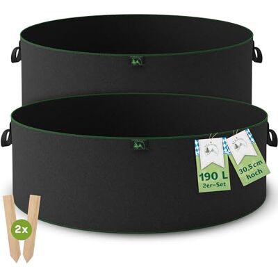 TTL GARDEN 2X 190L Hochbeet Pflanzsack Vlies Stoff 300 g/m² Filz & Vlies 2er Set 190 Liter Filz Hochbeet Pflanzsäcke 300 g/m² Filz & Vliesstoff -Stoffbeet geeignet für Terrasse Gewächshaus & Garten TTL GARDEN 2X 190L Hochbeet Pflanzsack Vlies Stoff 300 g/m² Filz & Vlies 2er Set 190 Liter Filz Hochbeet Pflanzsäcke 300 g/m² Filz & Vliesstoff -Stoffbeet geeignet für Terrasse Gewächshaus & Garten