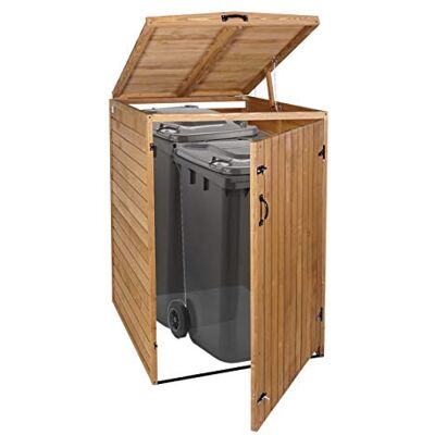 Mendler XL 1er-/2er-Mülltonnenverkleidung HWC-H74 Holz braun Mülltonnenbox, erweiterbar, MVG, 126x80x98cm Mendler XL 1er-/2er-Mülltonnenverkleidung HWC-H74 Holz braun Mülltonnenbox, erweiterbar, MVG, 126x80x98cm