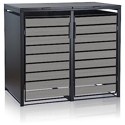 Zelsius Mülltonnenbox 2er Mülltonnen (B) 132 x (T) 80 x (H) 117 cm Anthrazit RAL7016 Tür in hellgrauer Holzoptik mit Erweiterungsmöglichkeit Mülltonnenverkleidung, Garten Müllbox Zelsius Mülltonnenbox 2er Mülltonnen (B) 132 x (T) 80 x (H) 117 cm Anthrazit RAL7016 Tür in hellgrauer Holzoptik mit Erweiterungsmöglichkeit Mülltonnenverkleidung, Garten Müllbox