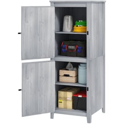 Outsunny Gartenschrank Holz Wetterfest Geräteschrank 60x60x160cm Hellgrau Geräteschuppen, Gartenschuppen mit Ablagen, Doppeltür, Abschließbar, Gerätehaus Werkzeugschrank, Draußen Schrank Outsunny Gartenschrank Holz Wetterfest Geräteschrank 60x60x160cm Hellgrau Geräteschuppen, Gartenschuppen mit Ablagen, Doppeltür, Abschließbar, Gerätehaus Werkzeugschrank, Draußen Schrank