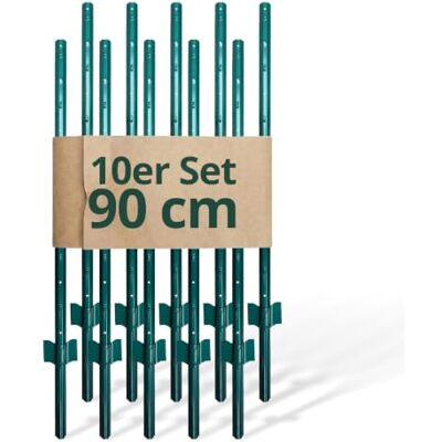 Relaxdays Zaunpfosten, 10er Set, für Drahtzaun, Zaunpfahl zum Einschlagen, 90 cm hoch, u-Profil, Garten, Stahl, grün Relaxdays Zaunpfosten, 10er Set, für Drahtzaun, Zaunpfahl zum Einschlagen, 90 cm hoch, u-Profil, Garten, Stahl, grün