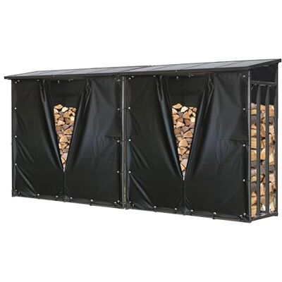 QUICK STAR Set 2 Stück Metall Kaminholzregal Außen 185 x 70 x 185 cm, Mit Wetterschutz Schwarz, Pro 40 mm Stahlprofil, Anthrazit, Wetterfest, Kapazität 4,6 m³ (7 SRM) QUICK STAR Set 2 Stück Metall Kaminholzregal Außen 185 x 70 x 185 cm, Mit Wetterschutz Schwarz, Pro 40 mm Stahlprofil, Anthrazit, Wetterfest, Kapazität 4,6 m³ (7 SRM)