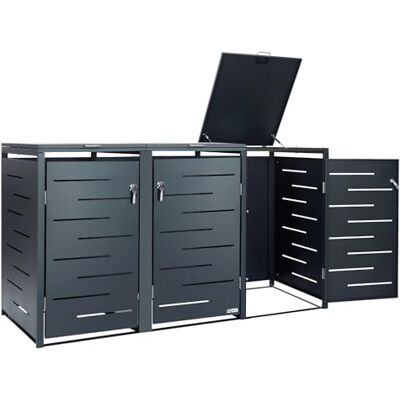 Zelsius Edelstahl Mülltonnenbox 3er für 3 Mülltonnen 120-240 Liter Anthrazit RAL 7016 inkl. Erweiterungsmöglichkeit Müllbox, Müllhaus, Mülltonnenhäusschen, Mülleimerboxen Zelsius Edelstahl Mülltonnenbox 3er für 3 Mülltonnen 120-240 Liter Anthrazit RAL 7016 inkl. Erweiterungsmöglichkeit Müllbox, Müllhaus, Mülltonnenhäusschen, Mülleimerboxen