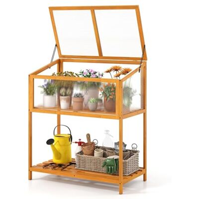 FANTASK Gewächshaus Frühbeet, 90 x 50,5 x 105 cm, Gewächsschrank Holz mit Abdeckung & Ablagefach, wetterfest Frühbeet Aufsatz für Garten, Wintergarten & Balkon, Orange FANTASK Gewächshaus Frühbeet, 90 x 50,5 x 105 cm, Gewächsschrank Holz mit Abdeckung & Ablagefach, wetterfest Frühbeet Aufsatz für Garten, Wintergarten & Balkon, Orange