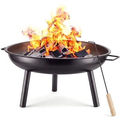 tectake ® Feuerschale, Ø 57,5 cm, 2,5 mm Stahl, Tragegriffe, Wasserablauf Pulverbeschichteter Stahl, wetterfest, 3 solide Standbeine, rutschfeste Kunststoffkappen, werkzeuglose Montage, schwarz tectake ® Feuerschale, Ø 57,5 cm, 2,5 mm Stahl, Tragegriffe, Wasserablauf Pulverbeschichteter Stahl, wetterfest, 3 solide Standbeine, rutschfeste Kunststoffkappen, werkzeuglose Montage, schwarz