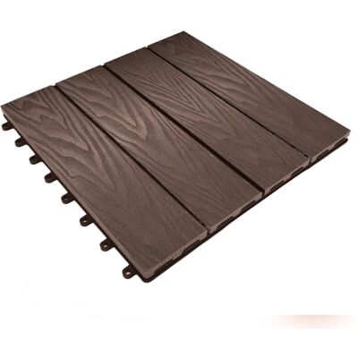 Floordirekt WPC Fliesen 30x30 cm, 1m² = 11 Terrassenfliesen, Klickfliesen, Balkonfliesen in Holzoptik Bodenbelag für Balkon & Terrasse wetterfest mit Drainagefunktion Noble Braun Floordirekt WPC Fliesen 30x30 cm, 1m² = 11 Terrassenfliesen, Klickfliesen, Balkonfliesen in Holzoptik Bodenbelag für Balkon & Terrasse wetterfest mit Drainagefunktion Noble Braun