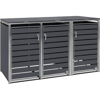 Zelsius Edelstahl Mülltonnenbox 3er für 3 Mülltonnen 120-240 Liter Anthrazit RAL 7016 inkl. Erweiterungsmöglichkeit Mülltonnenhäusschen, Mülleimerboxen, Müllhaus, Müllbox Zelsius Edelstahl Mülltonnenbox 3er für 3 Mülltonnen 120-240 Liter Anthrazit RAL 7016 inkl. Erweiterungsmöglichkeit Mülltonnenhäusschen, Mülleimerboxen, Müllhaus, Müllbox
