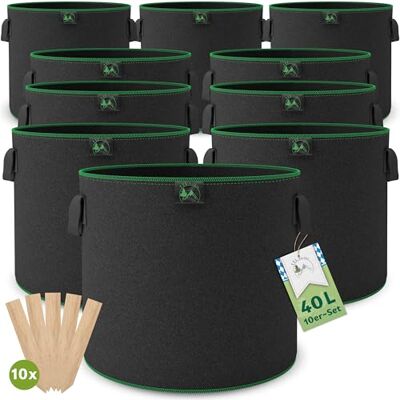 TTL GARDEN 10x 40L Pflanzsack aus Vlies Stoff aus 300 g/m² Filz & Vlies 10er Set 40 Liter Pflanztaschen aus Pflanzgefäß Pflanzbeutel Wachstumstasche für Balkon Terrasse Gewächshaus & Garten TTL GARDEN 10x 40L Pflanzsack aus Vlies Stoff aus 300 g/m² Filz & Vlies 10er Set 40 Liter Pflanztaschen aus Pflanzgefäß Pflanzbeutel Wachstumstasche für Balkon Terrasse Gewächshaus & Garten