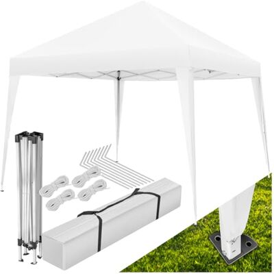 tectake ® Pavillon 3x3, Gartenpavillon 3x3, wasserabweisend, höhenverstellbarer Faltpavillon mit Pop Up Klicksystem, Partyzelt für Garten, Festival, Camping, mit Spannseile, Heringe und Tasche weiß tectake ® Pavillon 3x3, Gartenpavillon 3x3, wasserabweisend, höhenverstellbarer Faltpavillon mit Pop Up Klicksystem, Partyzelt für Garten, Festival, Camping, mit Spannseile, Heringe und Tasche weiß