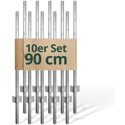Relaxdays Zaunpfosten, 10er Set, für Drahtzaun, silber Relaxdays Zaunpfosten, 10er Set, für Drahtzaun, silber
