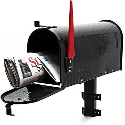 Wiltec Set US Mailbox schwarz 180 x 220 x 480 mm, amerikanischer Briefkasten mit Fahne, Standbriefkasten Stahl amerikanisches Design mit passender Wandhalterung Wiltec Set US Mailbox schwarz 180 x 220 x 480 mm, amerikanischer Briefkasten mit Fahne, Standbriefkasten Stahl amerikanisches Design mit passender Wandhalterung