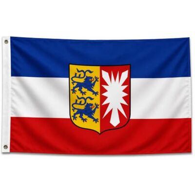 trends4cents Flagge Bundesland Schleswig-Holstein 250 x 150 cm – Premium Hissflagge mit 3 Metallösen – Wetterfest, UV-beständig & doppelt vernäht – 100% Polyester – Fahne für Fahnenmast, Garten & Events trends4cents Flagge Bundesland Schleswig-Holstein 250 x 150 cm – Premium Hissflagge mit 3 Metallösen – Wetterfest, UV-beständig & doppelt vernäht – 100% Polyester – Fahne für Fahnenmast, Garten & Events