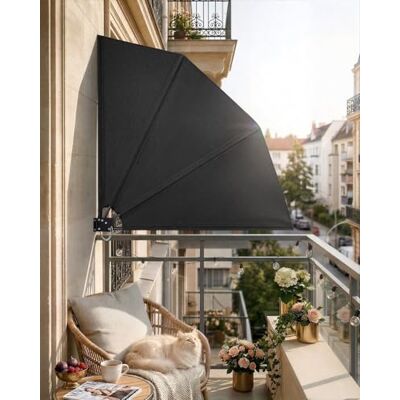 paramondo Balkonfächer Sichtschutz mit Wandhalterung, 140x140cm Anthrazit Balkon Sichtschutz Wetterfest UV-beständig Faltbar, Balkonsichtschutz Terrasse Seitenmarkise Windschutz inkl. Schutzcover paramondo Balkonfächer Sichtschutz mit Wandhalterung, 140x140cm Anthrazit Balkon Sichtschutz Wetterfest UV-beständig Faltbar, Balkonsichtschutz Terrasse Seitenmarkise Windschutz inkl. Schutzcover