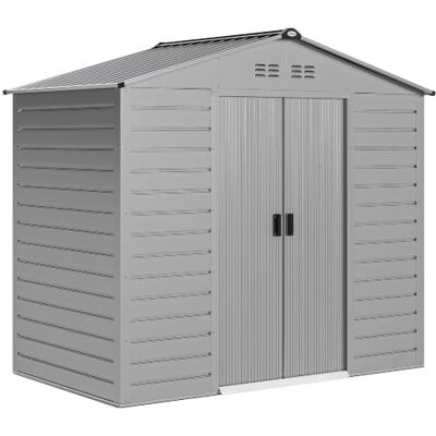 Outsunny Verzinkter Stahl Gerätehaus 2,43㎡ 213x131x192cm Satteldach Grau Einfach Montage Geräteschuppen,Abschließbare Schiebetür,Wetterfest Gartenhaus,Outdoor Garten Schuppen für Außenbereich Outsunny Verzinkter Stahl Gerätehaus 2,43㎡ 213x131x192cm Satteldach Grau Einfach Montage Geräteschuppen,Abschließbare Schiebetür,Wetterfest Gartenhaus,Outdoor Garten Schuppen für Außenbereich