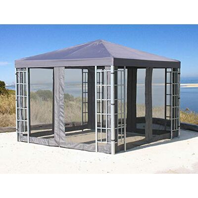 QUICK STAR Rank Pavillon Set 3x3m Metall Garten Partyzelt Anthrazit mit 4 Seitenteilen mit Moskitonetz QUICK STAR Rank Pavillon Set 3x3m Metall Garten Partyzelt Anthrazit mit 4 Seitenteilen mit Moskitonetz