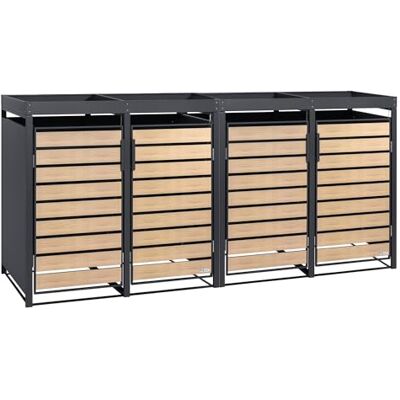 Zelsius Mülltonnenbox 4er mit Pflanzdach für 4 Tonnen 120-240 Liter Anthrazit RAL 7016 Tür in Holzoptik inkl. Erweiterungsmöglichkeit Müllbox, Aufbewahrungsbox für Mülltonnen Zelsius Mülltonnenbox 4er mit Pflanzdach für 4 Tonnen 120-240 Liter Anthrazit RAL 7016 Tür in Holzoptik inkl. Erweiterungsmöglichkeit Müllbox, Aufbewahrungsbox für Mülltonnen