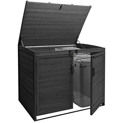 Mendler XL 2er-/4er-Mülltonnenverkleidung HWC-H75b Holz anthrazit Mülltonnenbox, erweiterbar MVG-Zertifiziert, 138x138x105cm Mendler XL 2er-/4er-Mülltonnenverkleidung HWC-H75b Holz anthrazit Mülltonnenbox, erweiterbar MVG-Zertifiziert, 138x138x105cm