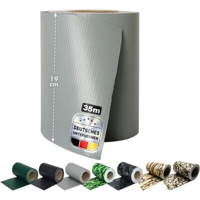 KARAT Sichtschutzstreifen PVC Sichtschutzfolie Gartenzaun oder Balkon inkl. 20 Befestigungsclips für Einzel- und Doppelstabmatten geeignet 19 cm x 35 m Grau KARAT Sichtschutzstreifen PVC Sichtschutzfolie Gartenzaun oder Balkon inkl. 20 Befestigungsclips für Einzel- und Doppelstabmatten geeignet 19 cm x 35 m Grau