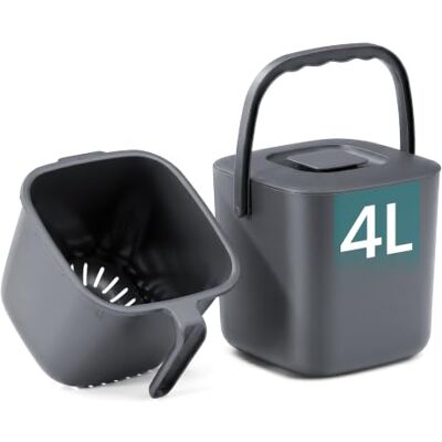 SONGMICS Biomülleimer Küche, 4 L Komposteimer mit Deckel, geruchsdicht Tischabfalleimer mit Siebeinsatz, Mülleimer für Bioabfall, 20 x 18,1 x 18 cm, Grau, LEOS Kollektion LTB214GZ01 SONGMICS Biomülleimer Küche, 4 L Komposteimer mit Deckel, geruchsdicht Tischabfalleimer mit Siebeinsatz, Mülleimer für Bioabfall, 20 x 18,1 x 18 cm, Grau, LEOS Kollektion LTB214GZ01