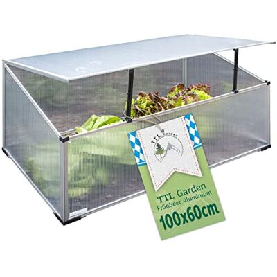 TTL GARDEN Frühbeet Aufsatz 100 x 60 x 40cm Alu & Polycarbonat Hochbeet Kasten Mini Gewächshaus Frühbeetkasten 100 cm lang 60 cm breit Wärme & Schutz für Pflanzen im Frühjahr Deckel einstellbar TTL GARDEN Frühbeet Aufsatz 100 x 60 x 40cm Alu & Polycarbonat Hochbeet Kasten Mini Gewächshaus Frühbeetkasten 100 cm lang 60 cm breit Wärme & Schutz für Pflanzen im Frühjahr Deckel einstellbar