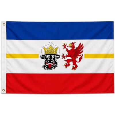 trends4cents Flagge Bundesland Meckelnburg-Vorpommern 250 x 150 cm – Premium Hissflagge mit 3 Metallösen – Wetterfest, UV-beständig & doppelt vernäht – 100% Polyester – Fahne für Fahnenmast, Garten & Events trends4cents Flagge Bundesland Meckelnburg-Vorpommern 250 x 150 cm – Premium Hissflagge mit 3 Metallösen – Wetterfest, UV-beständig & doppelt vernäht – 100% Polyester – Fahne für Fahnenmast, Garten & Events