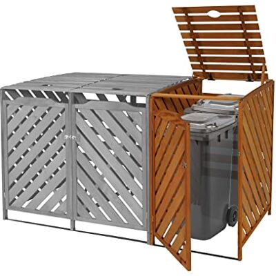 Mendler XL 1er-/2er-Mülltonnenverkleidung Erweiterung HWC-J44 braun Mülltonnenbox, Holz, MVG-Zertifiziert, 120x68x98cm Mendler XL 1er-/2er-Mülltonnenverkleidung Erweiterung HWC-J44 braun Mülltonnenbox, Holz, MVG-Zertifiziert, 120x68x98cm
