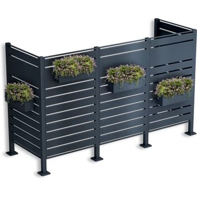 Metzler ® Mülltonnenzaun mit Sichtschutz und Stahlverkleidung in Anthrazit RAL 7016, UV-beständig und pflegeleicht, für bis zu 3 Mülltonnen bis 240l, robust und modular erweiterbar Metzler ® Mülltonnenzaun mit Sichtschutz und Stahlverkleidung in Anthrazit RAL 7016, UV-beständig und pflegeleicht, für bis zu 3 Mülltonnen bis 240l, robust und modular erweiterbar