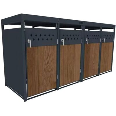 ESTEXO Mülltonnenbox Mülltonnenverkleidung mit Pflanzdach Aufbewahrungsbox Müllbox Anthrazit (4 Türen) ESTEXO Mülltonnenbox Mülltonnenverkleidung mit Pflanzdach Aufbewahrungsbox Müllbox Anthrazit (4 Türen)