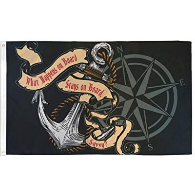 AZ FLAG Flagge Pirat What Happens On Board Stays On Board 150x90 cm Was An Bord Aufenthalt An Bord Geschieht Fahne 100% Polyester mit Messing-Ösen 110g AZ FLAG Flagge Pirat What Happens On Board Stays On Board 150x90 cm Was An Bord Aufenthalt An Bord Geschieht Fahne 100% Polyester mit Messing-Ösen 110g