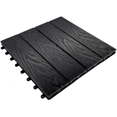 Floordirekt WPC Fliesen 30x30 cm, 1m² = 11 Terrassenfliesen, Klickfliesen, Balkonfliesen in Holzoptik Bodenbelag für Balkon & Terrasse wetterfest mit Drainagefunktion Noble Schwarz Floordirekt WPC Fliesen 30x30 cm, 1m² = 11 Terrassenfliesen, Klickfliesen, Balkonfliesen in Holzoptik Bodenbelag für Balkon & Terrasse wetterfest mit Drainagefunktion Noble Schwarz