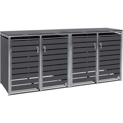 Zelsius Edelstahl Mülltonnenbox 4 Tonnen 120-240 Liter Anthrazit RAL 7016 inkl. Erweiterungsmöglichkeit Aufbewahrungsbox für Mülltonnen, Mülltonnenbox 4er, Garten Müllhaus Zelsius Edelstahl Mülltonnenbox 4 Tonnen 120-240 Liter Anthrazit RAL 7016 inkl. Erweiterungsmöglichkeit Aufbewahrungsbox für Mülltonnen, Mülltonnenbox 4er, Garten Müllhaus