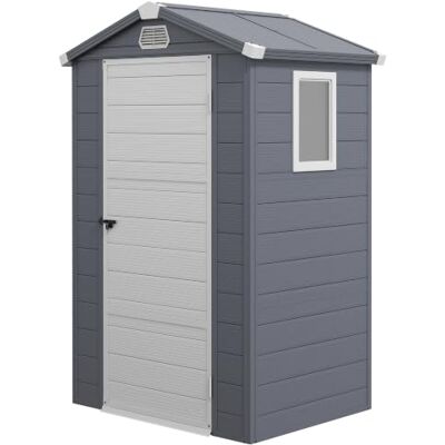 Outsunny Gerätehaus 1,1m² mit Satteldach 133 x 102 x 208 cm Dunkelgrau Kunststoff Gartenchuppen, Geräteschuppen mit Abschließbare Tür, Belüftungsfenster, Fundament, Gartenhaus Outsunny Gerätehaus 1,1m² mit Satteldach 133 x 102 x 208 cm Dunkelgrau Kunststoff Gartenchuppen, Geräteschuppen mit Abschließbare Tür, Belüftungsfenster, Fundament, Gartenhaus