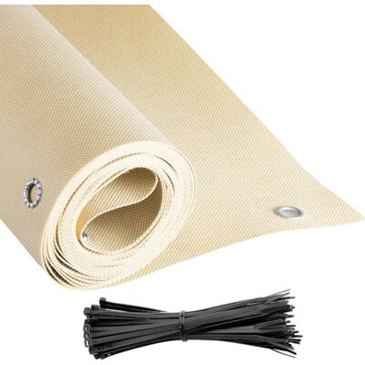COVER IT Balkon Sichtschutz nach Maß 70 cm Beige Balkonsichtschutz Meterware wetterfest mit Ösen für Balkon, Terrasse & Geländer COVER IT Balkon Sichtschutz nach Maß 70 cm Beige Balkonsichtschutz Meterware wetterfest mit Ösen für Balkon, Terrasse & Geländer