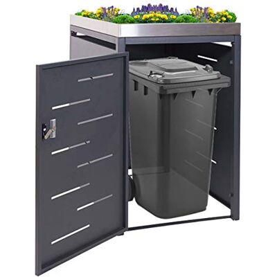 Mendler 1er-Mülltonnenverkleidung HWC-H40 125x69x84cm erweiterbar Mülltonnenbox, Pflanzkasten, Edelstahl-Metall-Kombi, 35kg Mendler 1er-Mülltonnenverkleidung HWC-H40 125x69x84cm erweiterbar Mülltonnenbox, Pflanzkasten, Edelstahl-Metall-Kombi, 35kg