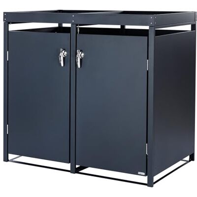 Zelsius Mülltonnenbox 2 Tonnen mit Pflanzdach (B) 132 x (T) 80 x (H) 124 cm Anthrazit RAL 7016 mit Erweiterungsmöglichkeit Mülltonnenverkleidung, Mülltonnen, Sichtschutz für Tonnen Zelsius Mülltonnenbox 2 Tonnen mit Pflanzdach (B) 132 x (T) 80 x (H) 124 cm Anthrazit RAL 7016 mit Erweiterungsmöglichkeit Mülltonnenverkleidung, Mülltonnen, Sichtschutz für Tonnen